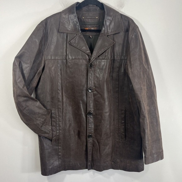 Wilson Leather Brown Suede Button Up Blazer Jacket Men's‎ Large - Picture 1 of 9